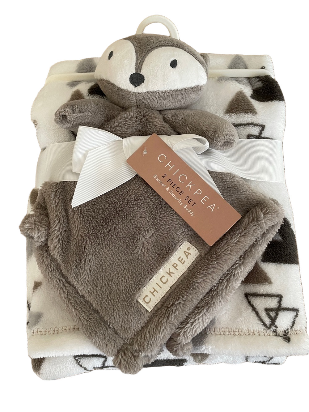 Chick Pea Gray/ White Plush Baby Blanket & Buddy NWT!